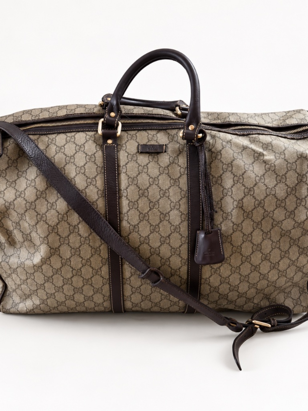 Gucci GG Supreme Large Duffle Weekender Bag with Dust Bag